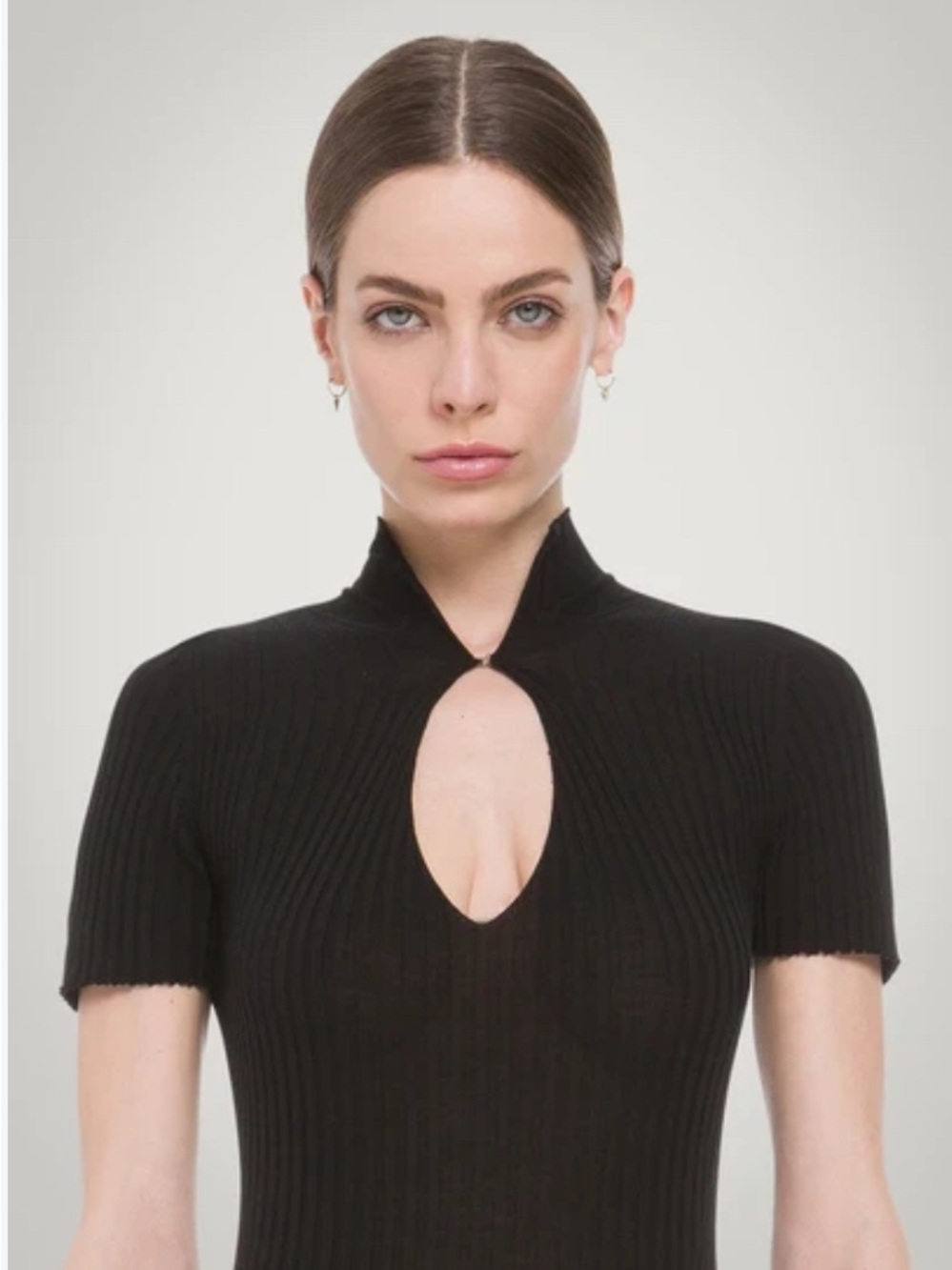 Wolford Ribbed Cutout Virgin Merino Wool Ribbed Bodysuit Black XS (Like New)